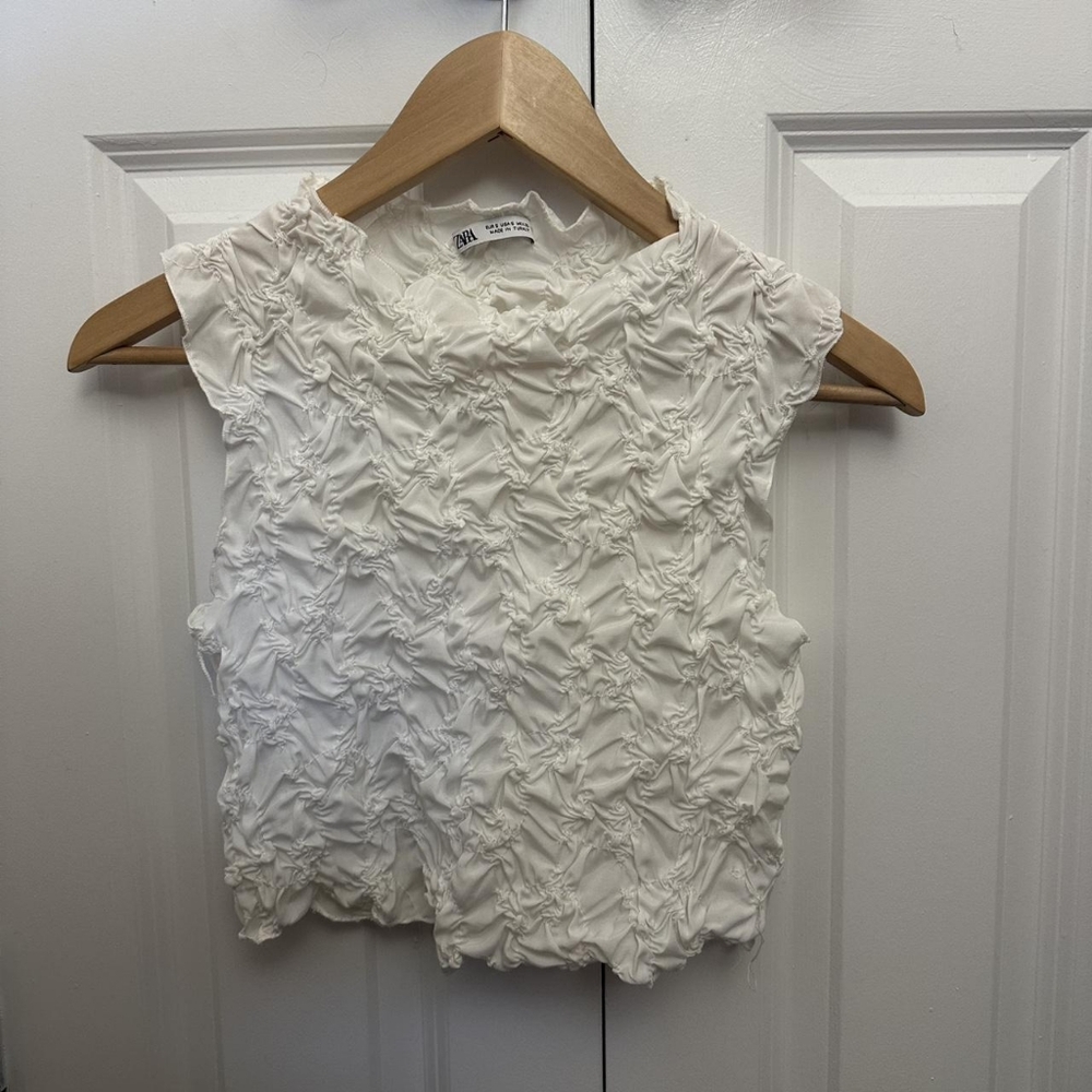 White Textured Sleeveless Top